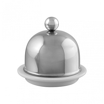 모비엘   버터 그릇+이녹스 뚜껑 Beurrier porcelaine tout Inox SERVICE EN SALLE 9cm 00224