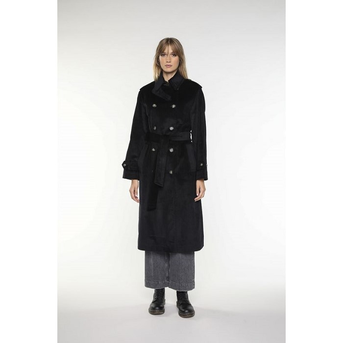 프랑스 코트브랜드 LENER [메종르네] Long trench coat in black cotton corduroy 00636